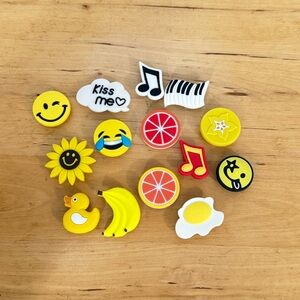 14 Crocs Clogs PVC Charms, Jibbitz Style Plug Shoe Charms Emojies/Piano Note/Egg